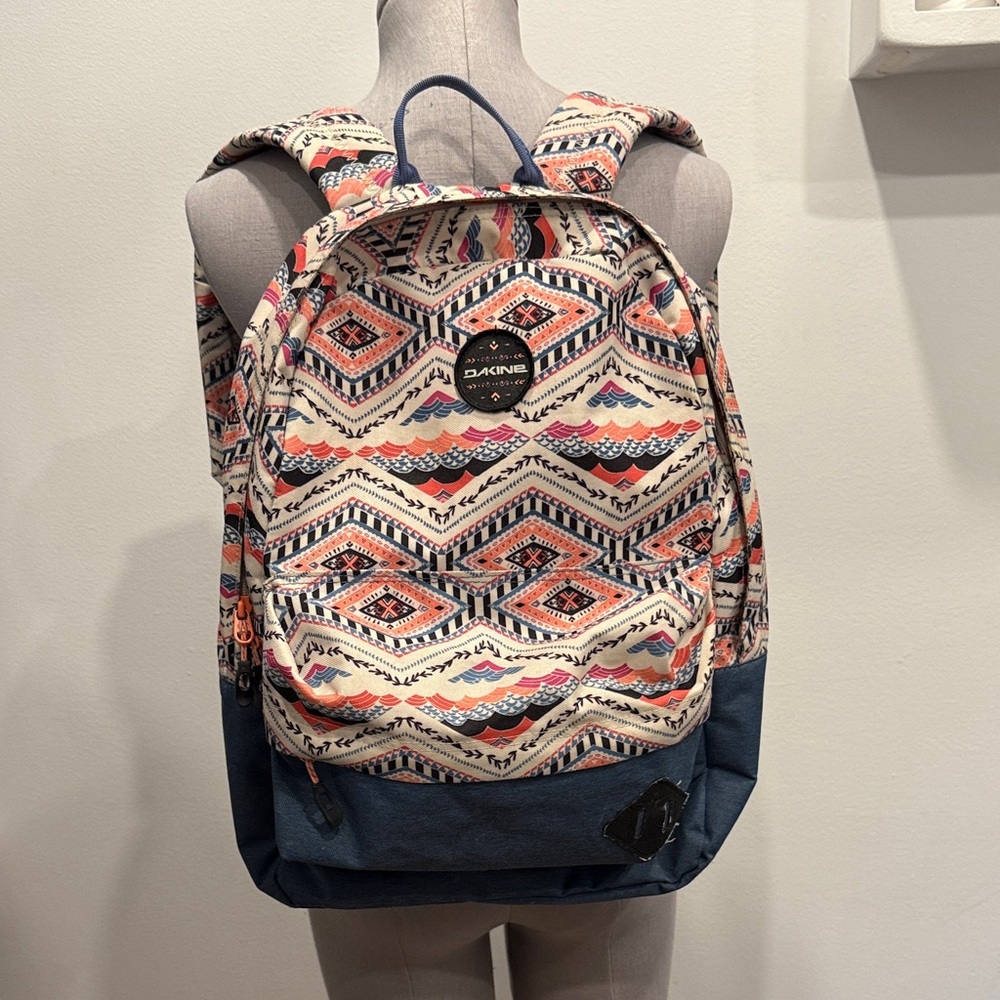 Dakine Women's Backpack with pink and Blue Pattern